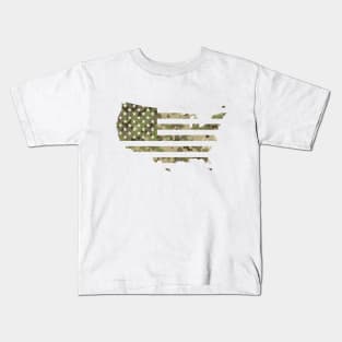 USA Flag - Multicam Camo Kids T-Shirt